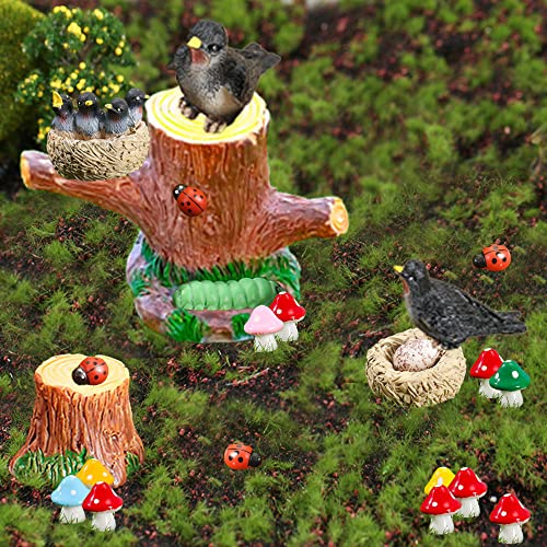 22 Pcs Casa De Hadas Del TocóN De áRbol, Mini Kit De Adornos De Animales En Miniatura Miniaturas De JardíN De Hadas Accesorios De JardíN De Hadas Para La DecoracióN De La Casa De MuñEcas DecoracióN De Cover