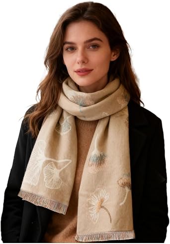 Sumato Scarf for Women Fall Winter Shawl Wraps Long Women Scarves Warm Soft Cashmere Feel Classic Apricot Style