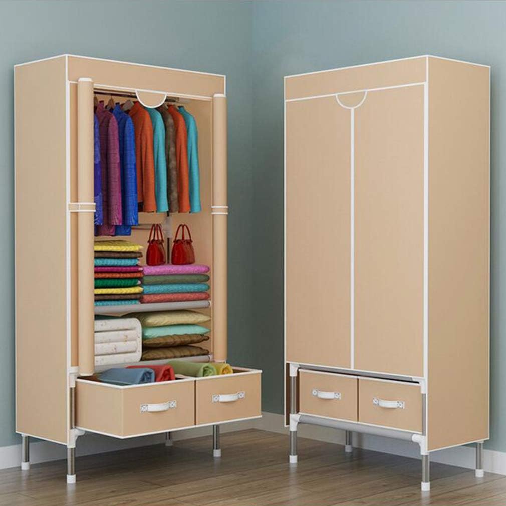 Cloth Wardrobe Clothes Closet, Portable Closet Wardrobe Storage Closet Standing Closet Fabric Cabinet Portable Wardrobe,Khaki_75x45x170cm