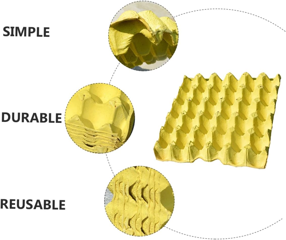 Kisangel 10pcs DIY Paper Pulp Egg Storage Trays for Refrigerator 30-egg Capacity Household Egg Holder Organizer Yellow Eco-friendly Crate for Fridge Use
