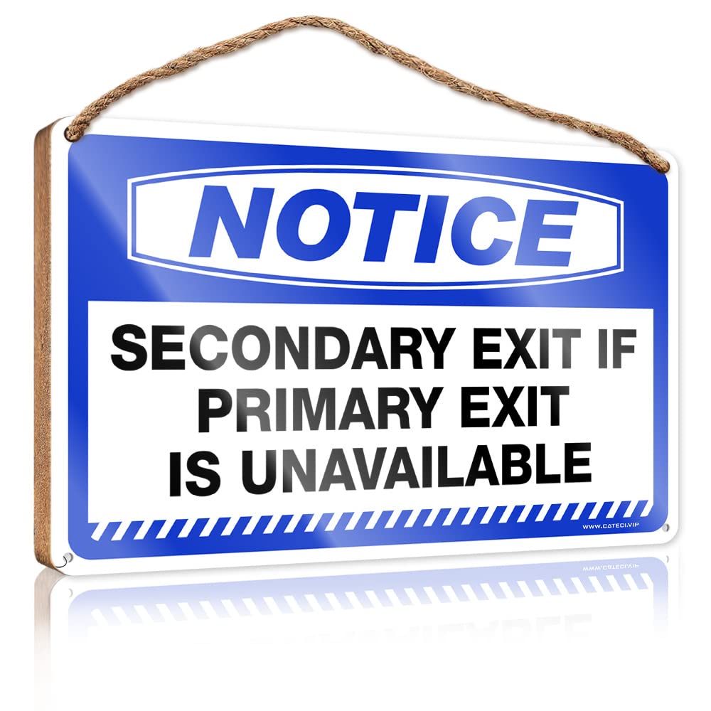 DTHA Love Signs For Home Decor Wall Notice Secondary Exit If Primary Is Unavailable Wooden Sign House Decor Clearance Fall Office Decor(23X35CM)