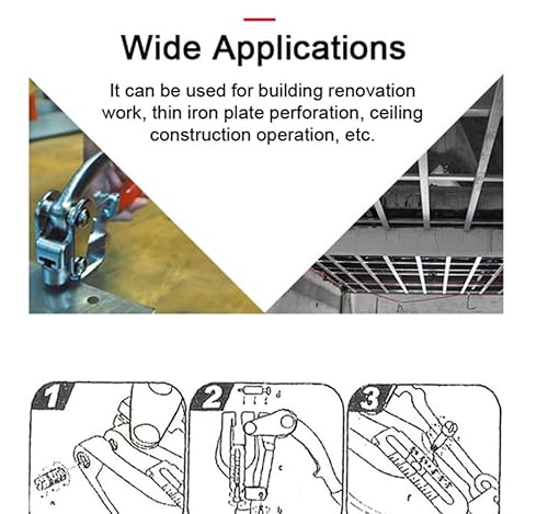 Miniatura 6 de Punzón eléctrico de mano y perforador de chapa metálica  Punzón de agujero de metal, juego de punzón de agujero de alta resistencia, punzón de mano