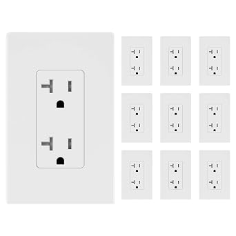 LIDER Decorator Receptacle, Tamper-Resistant Outlet, 20A, 10-Pack