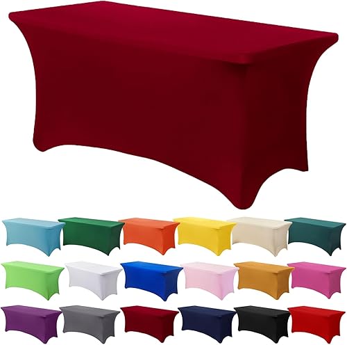 Miniatura 8 de Mantel de elastano de 4 pies, mantel elástico universal para mesas rectangulares, mantel elástico universal para mesa de patio para bodas,