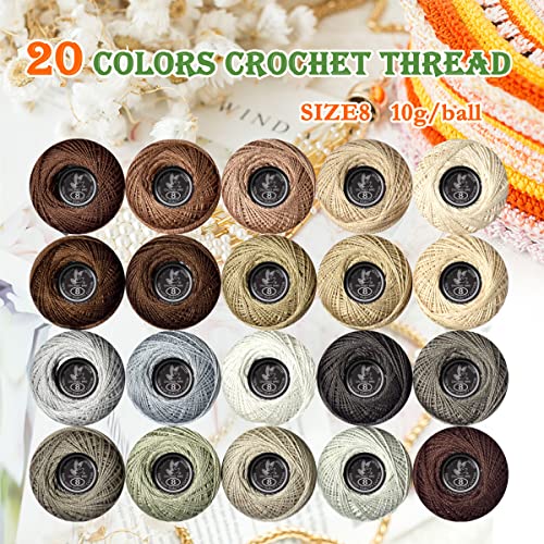 Soft 20 colorsClassic Crochet Thread 20 Pack Light Mocha Brown Gradient - Thumbnail 2