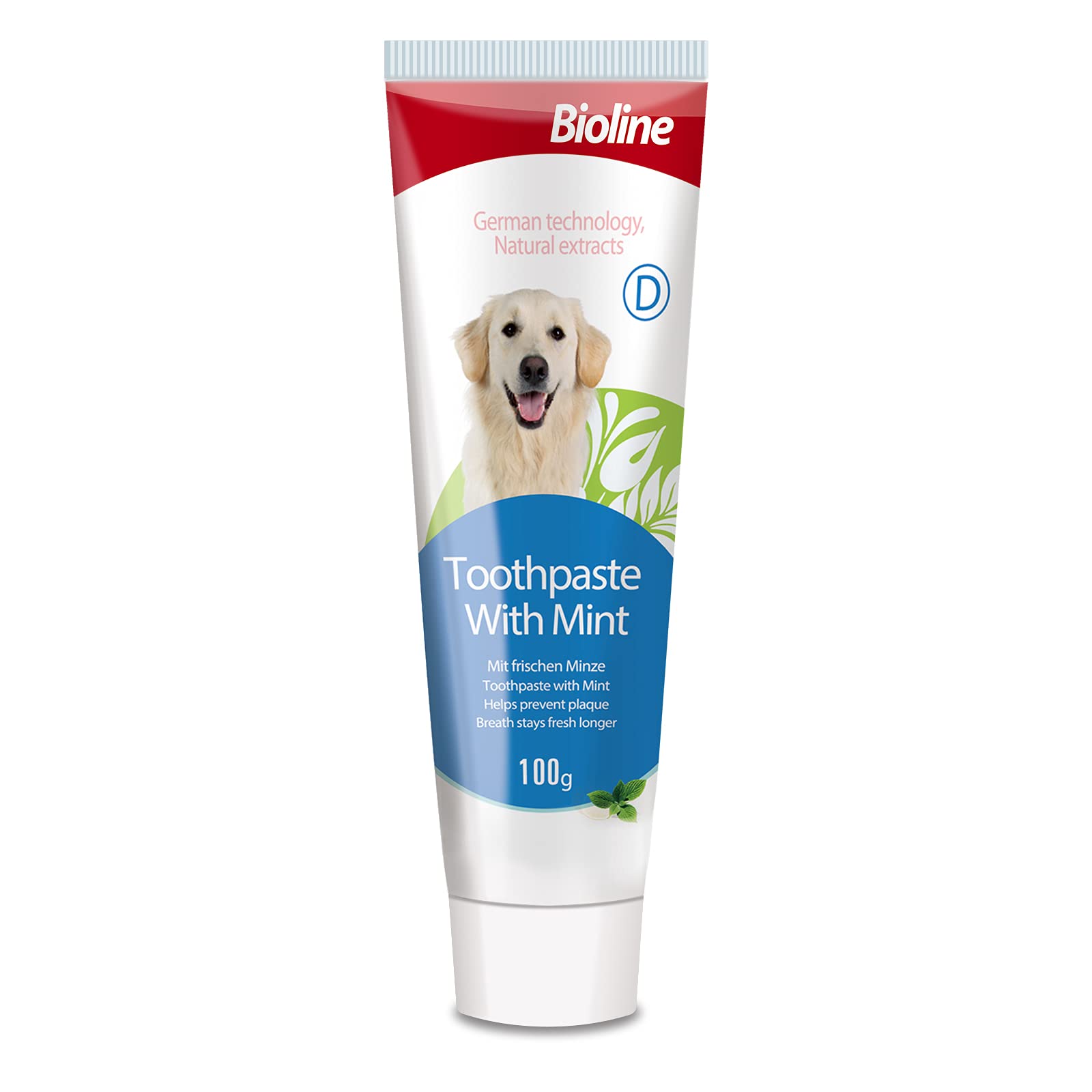 Bioline Dog Toothpaste Teeth Cleaning Plaque and Tartar Control Toothpaste for Dogs Eliminates Bad Breath Mint Flavor