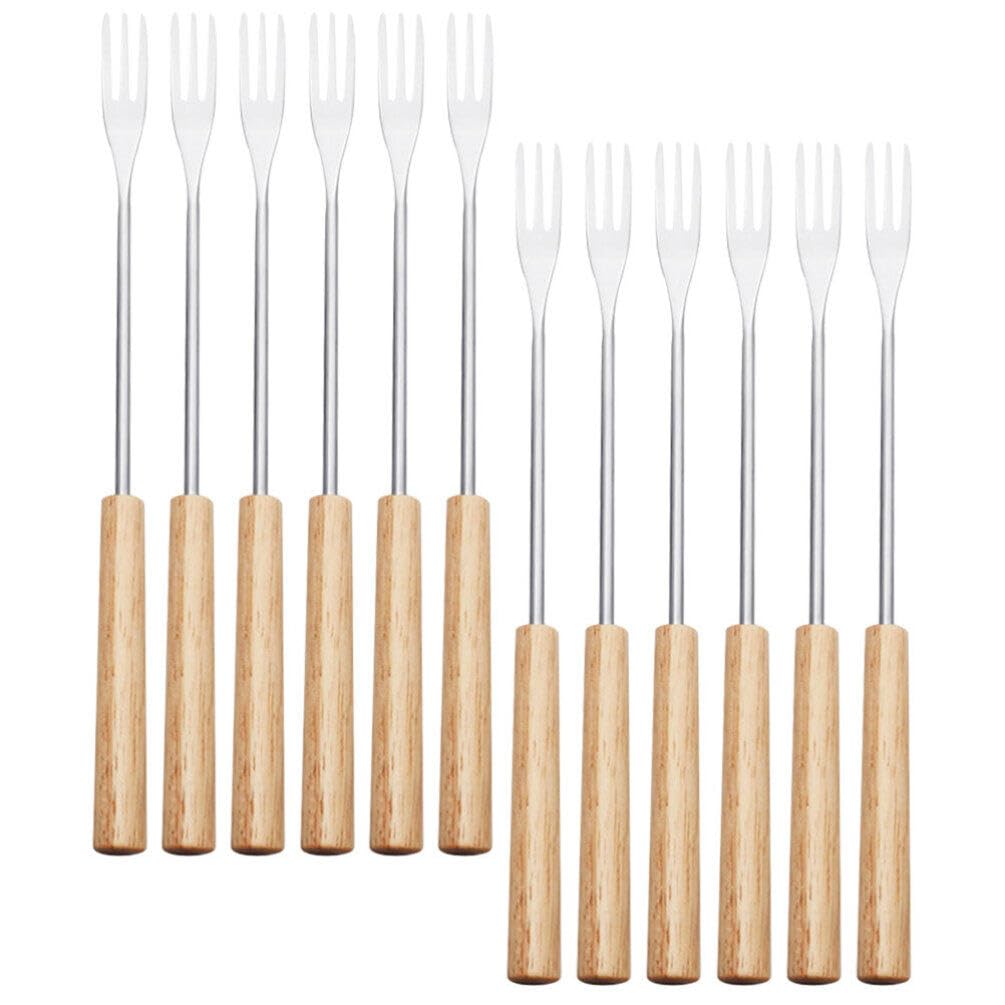 Luxshiny 12pcs Chocolate Fondue Forks Handle for Cheese Fruits and Barbecue Dipping for Parties and Family Gatherings