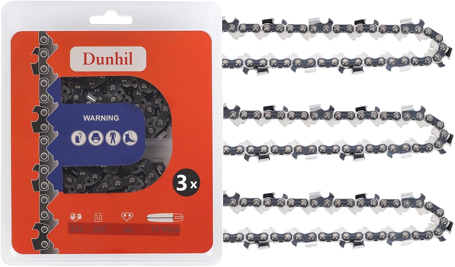 Dunhil 16 inch Chainsaw Chains .050 Gauge .325 Pitch 66 Drive Links for Husqvarna 435(e), 440(e), 445(e), 450(e), 450 Rancher, 543XP, 545(MII), 550 XP(MII), 3 Chains