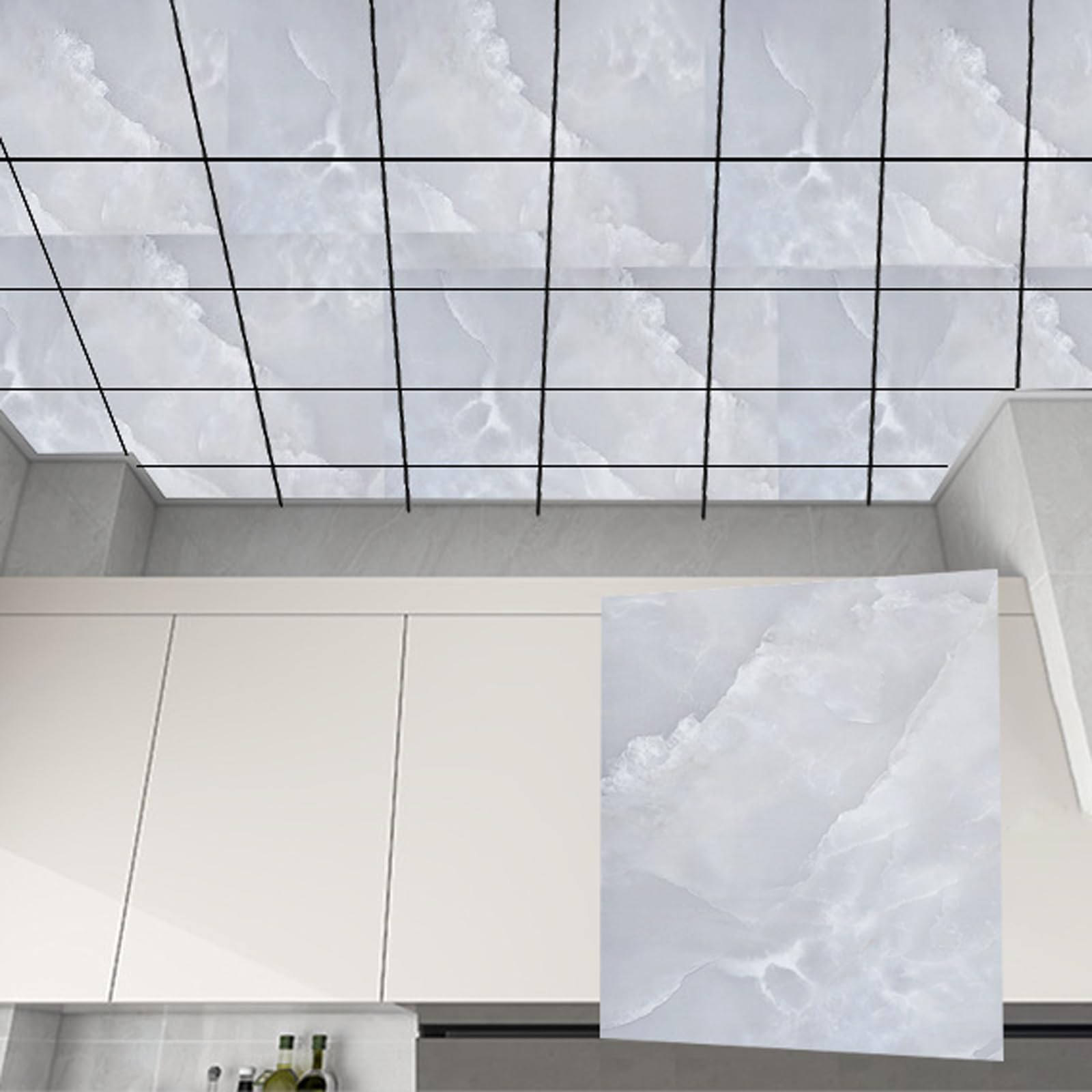 Azulejos de techo impermeables para baño y salas de estar paneles PVC decorativos