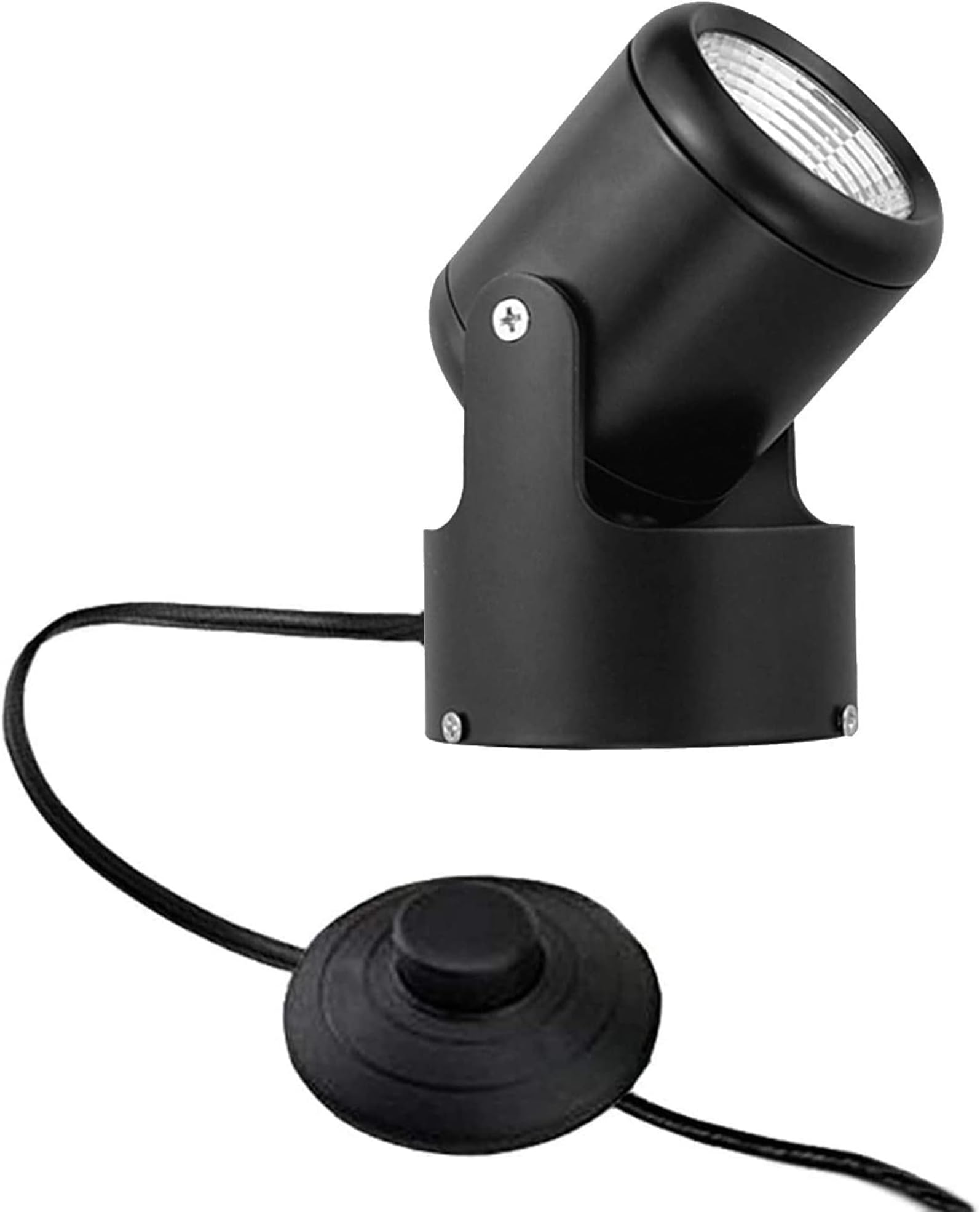 Vintage Industrial Loft Rustic Adjustable Flood Light Modern Spot Lighting/Floor Lamps Lights/Night Spotlight 3W LED Single Spotting GU10, 6ft Cable in US Plug with Foot Pedal, Black, No Bulb