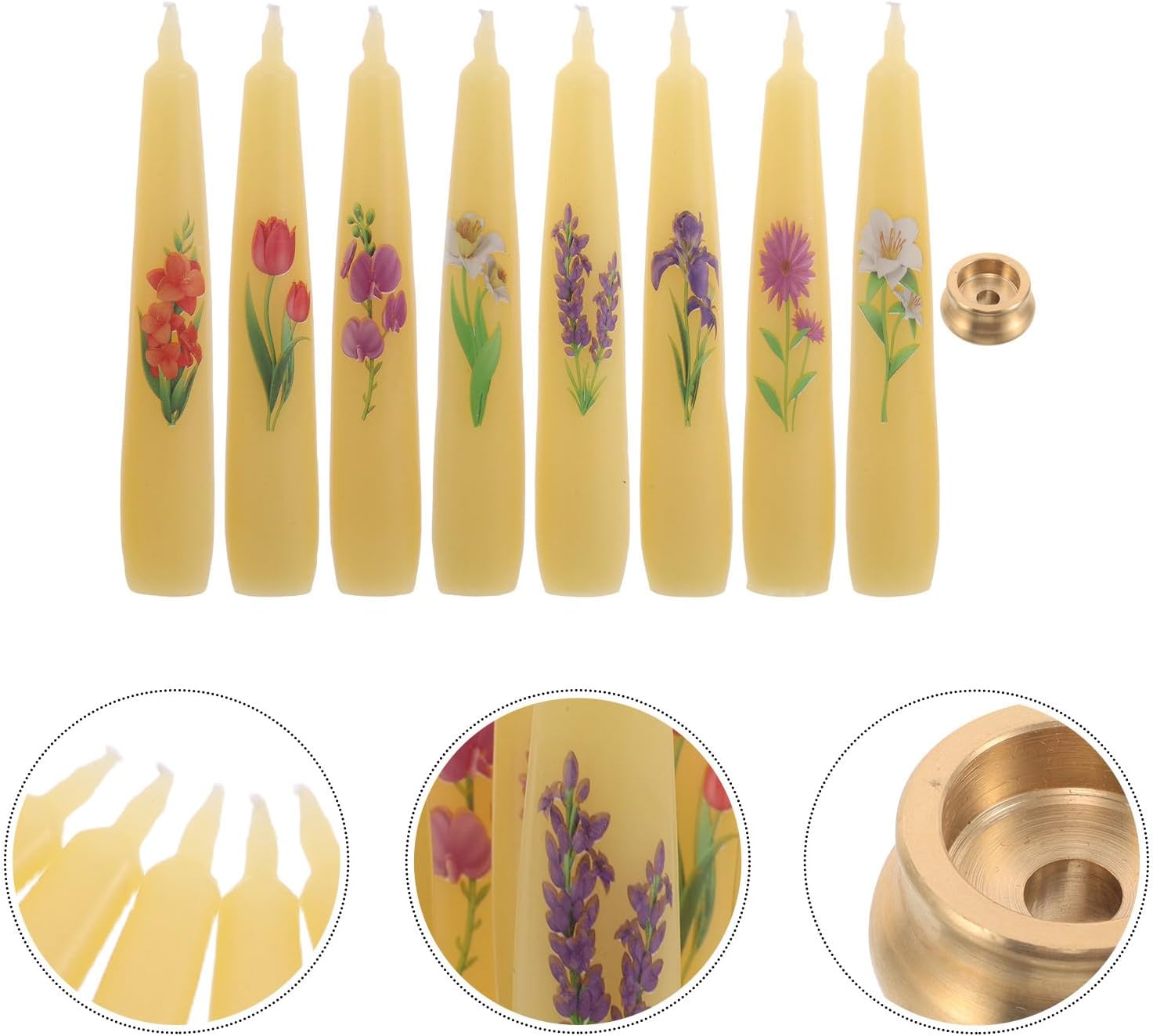 CHILDWEET 10pcs Yellow Wax Taper Candles for Relaxation and Meditation Soothing Portable Mini Candle Set for Buddhist Altar and Office Use