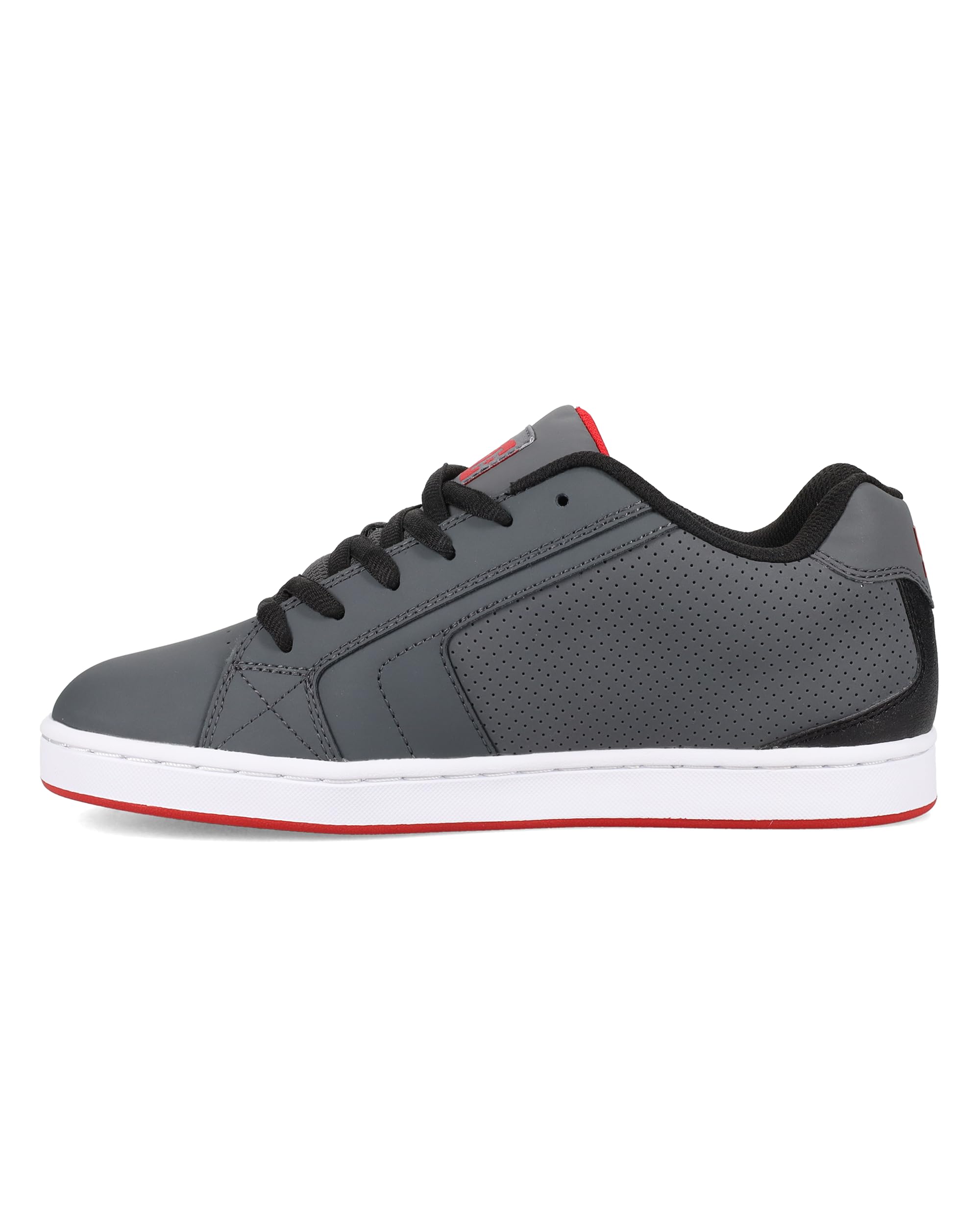 DC Men's Net Skate Shoe, Grey/Black/RED, 9