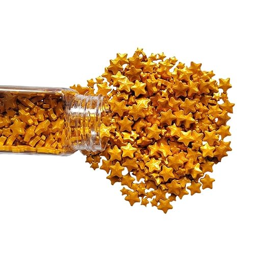 Miniatura 3 de Homankit Estrellas comestibles de estrellas doradas comestibles para decoración de pasteles, estrellas grandes y pequeñas, mezcla de azúcar dorada
