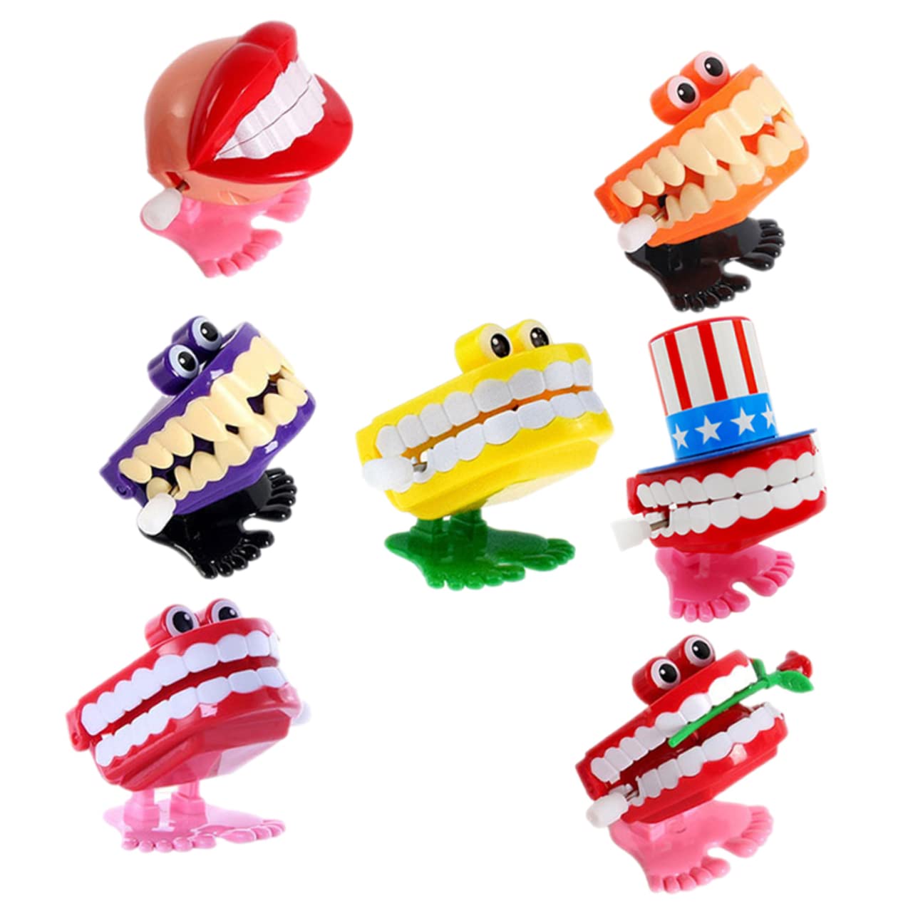 Toddmomy Big White Teeth Wind-up Toys 7pcs Novelty Clockwork Toys for Boys and Girls Random Style