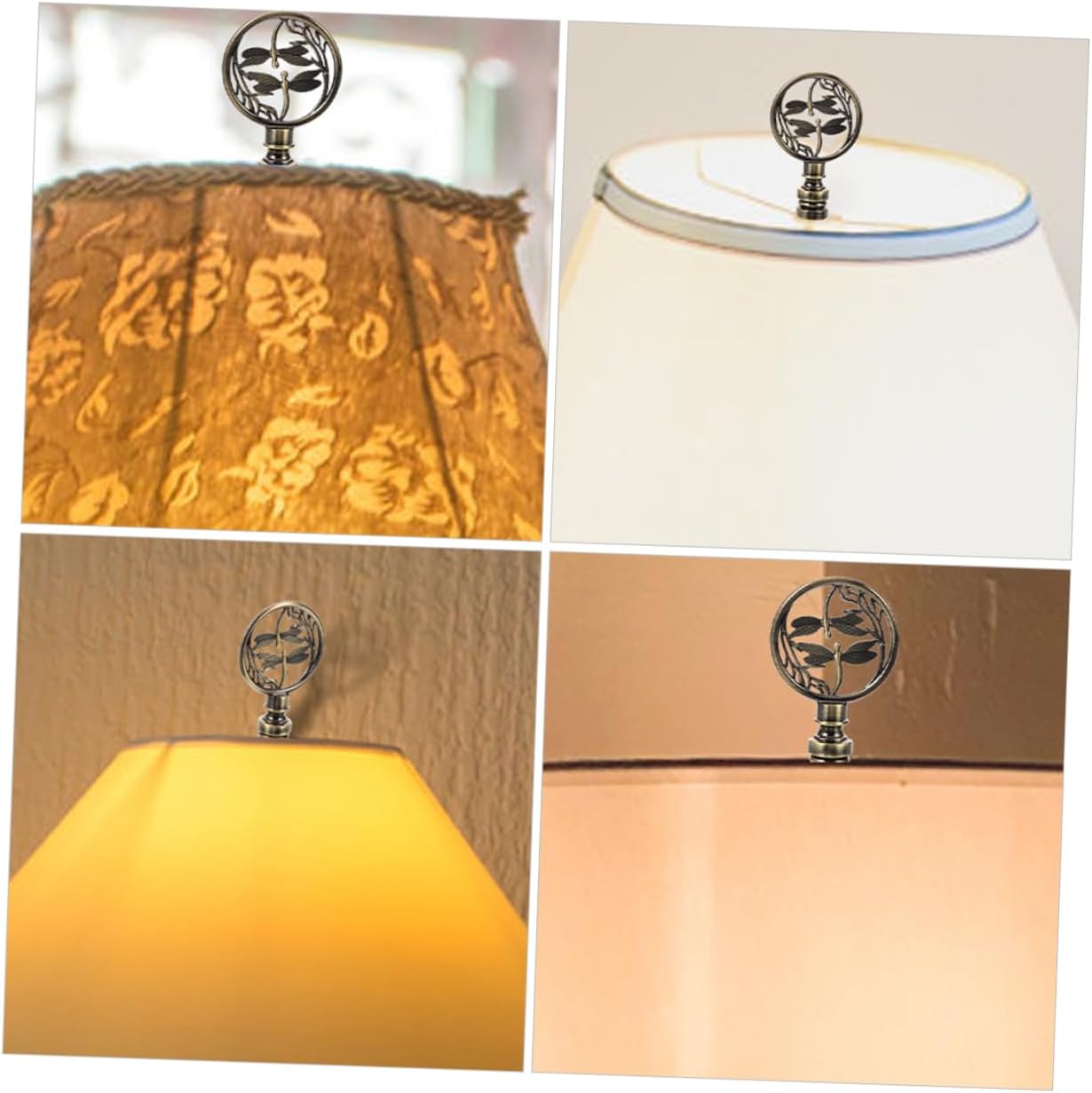 Cabilock 2pcs Retro Harp Lamp Finial Knobs Vintage-style Lampshade Holders for Table and Floor Lamps Decorative Light Screw Caps Lighting Accessories