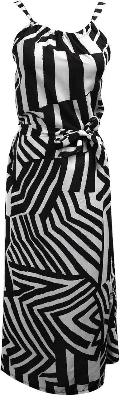 Vestido Largo para Mujer Estampado de Cebra Rayas Blanco y Negro Desiguales  Vestido Mujer con Tirantes para Verano (Negro, XL): Amazon.es: Ropa