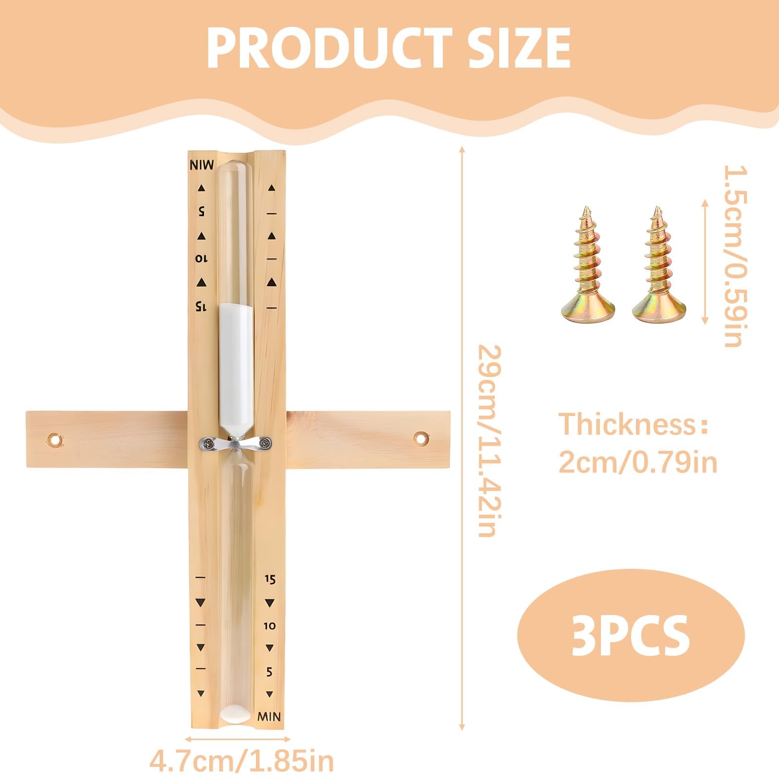 Sablier pour Sauna 15 Minutes en Bois Naturel - Minuterie de Sauna Analogique, Montage Mural avec Vis en Acier Inoxydable, Accessoire de Sauna Rotatif et Résistant à la Chaleur, Idéal pour Relaxation