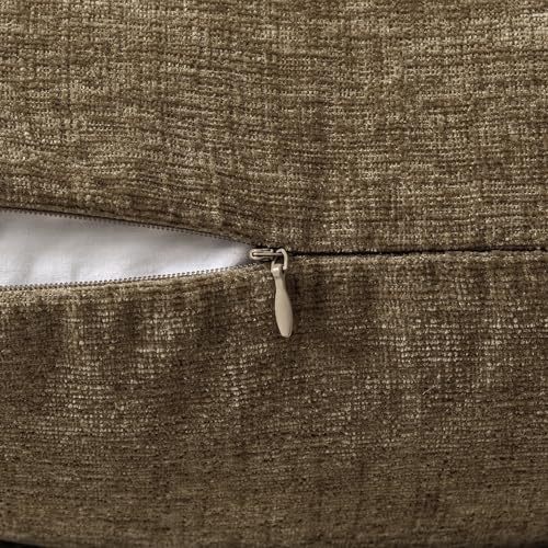 Image of MIULEE Pack of 2 Coffee Throw Pillow Covers 20x20 Inch Soft Chenille Pillow Covers for Sofa Living Room Couch Fall Home Decor Solid Dyed Cases
