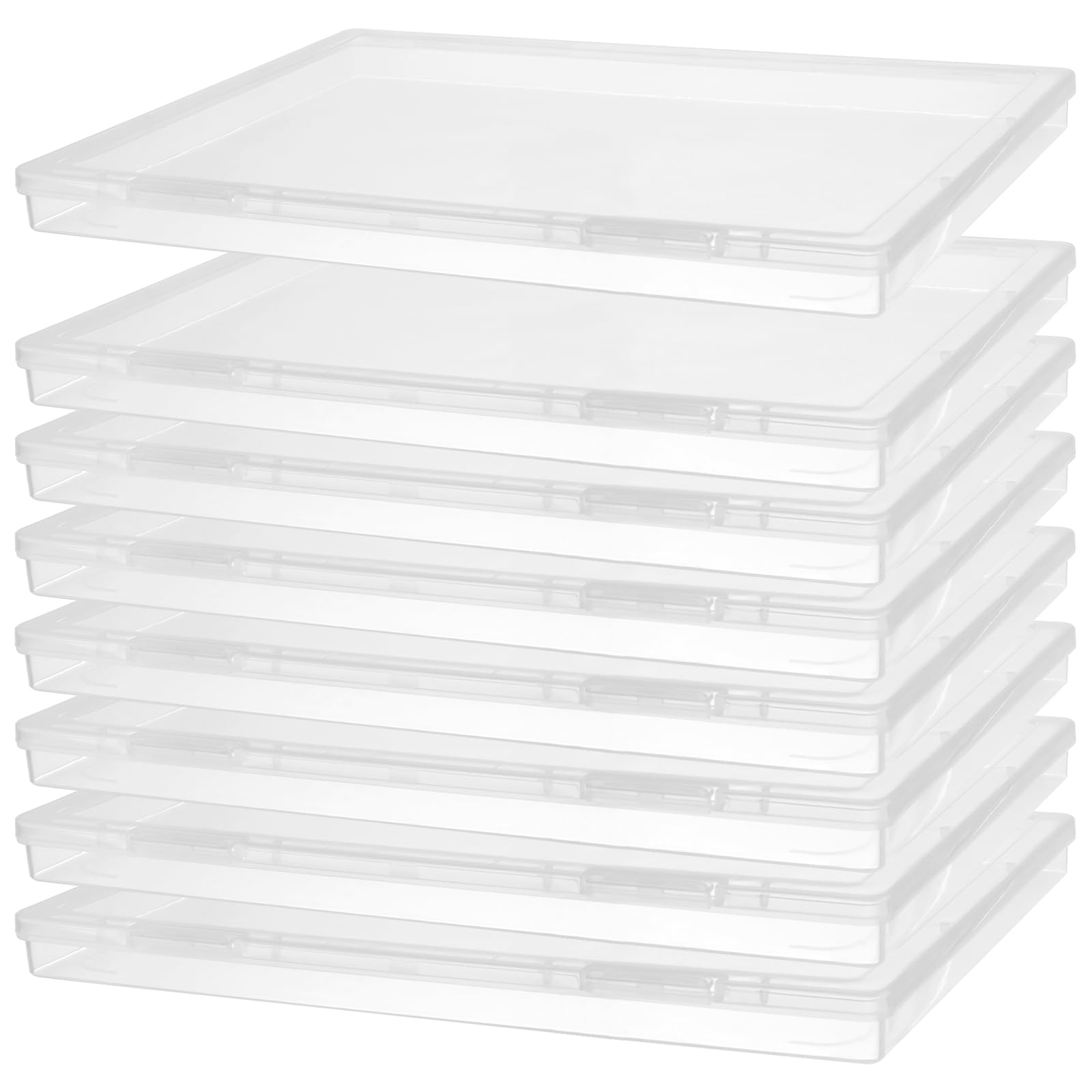 FUNSUEI 8 PCS A4 Storage Box, Transparent A4 Paper Storage Box with Lids, Plastic Wrapping Paper Box for Documents, Wrapping Papers, and Office Supplies