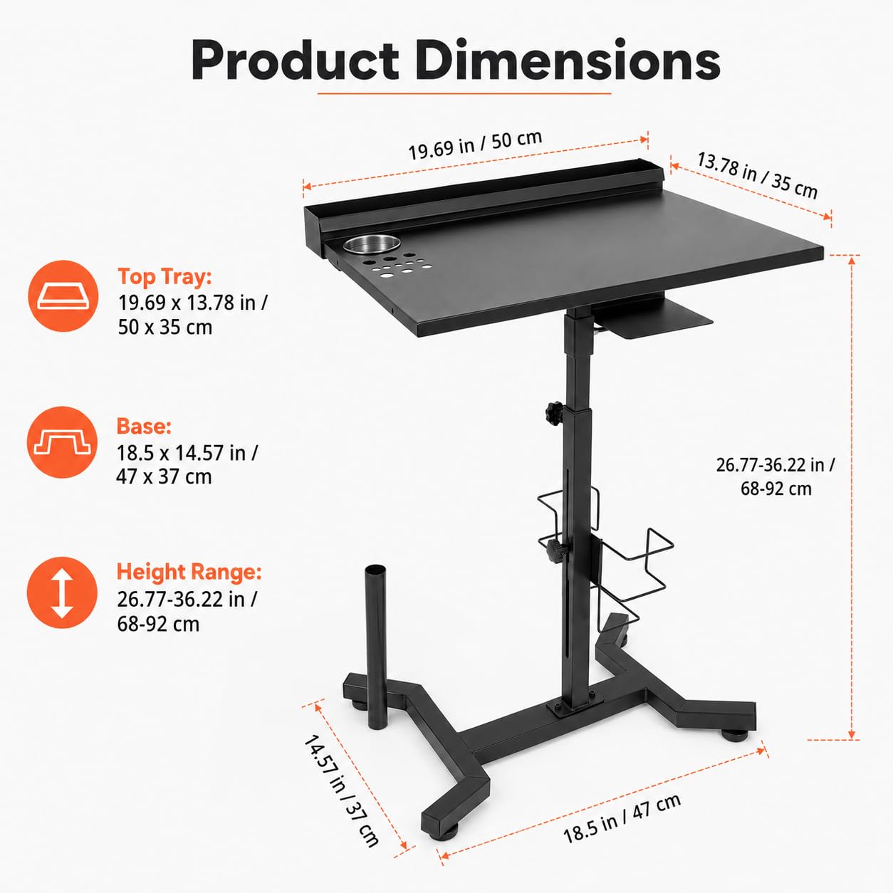 Station de Travail de Tatouage Plateau de Salon Hauteur Réglable 68-92cm Tablette Coiffure A Roulette Portable Mobile Chariot De Rangement,pour La Maison, Salon De Coiffure, Tatouage