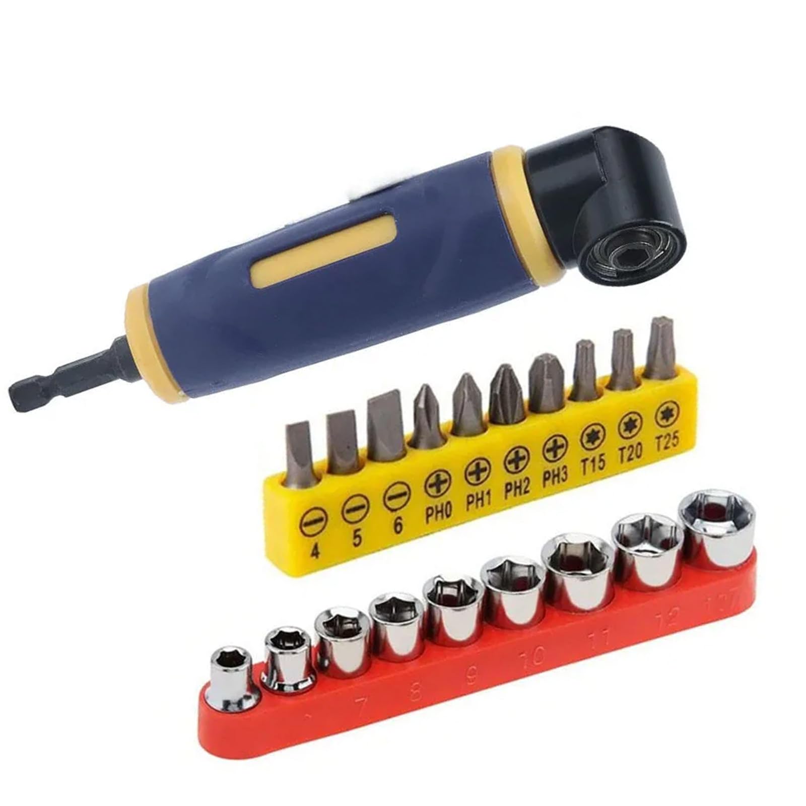 Ljhnba Of 3 Ergonomic 90 Degree Driver Bit Adapters With Magnets Ergonomic Abs Handle Screwdriver