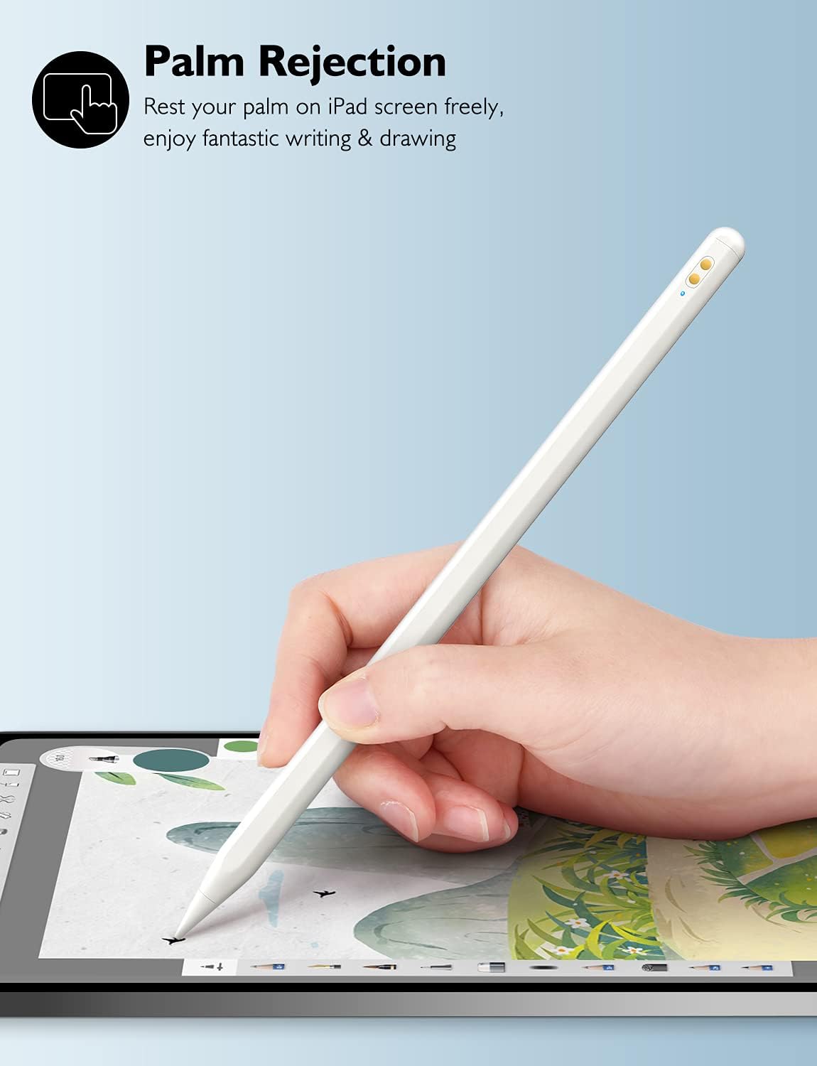 Stylus Pen for iPad with Charging Case, MEKO Active Pencil with Palm Rejection, Tilting Detection, Magnetic Adsorption for Apple iPad 6/7/8th Gen, iPad Pro 11/12.9 inch, Air 3rd/4th Gen, Mini 5th Gen