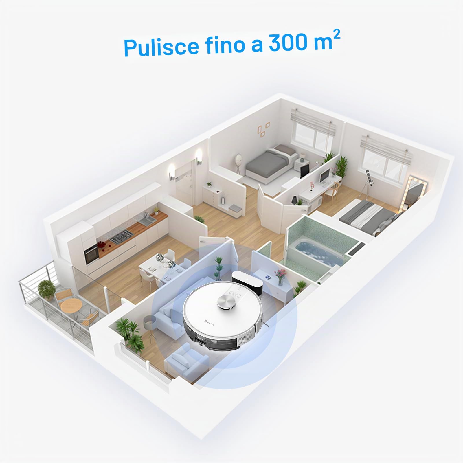 EZVIZ Robot Aspirapolvere Lavapavimenti, 4000 Pa, RE4 Bianco