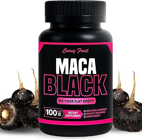 Píldoras de raíz de maca negra genuina para un gran trasero que crece en poco tiempo - 600 mg x 100 und (31 días) por CurvyFruit