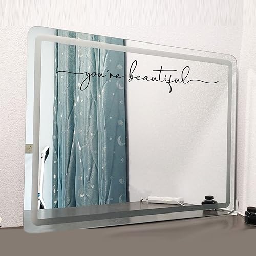Miniatura 4 de Calcomanía "Eres Hermosa", Adhesivo de Afirmaciones Positivas para Espejo, Vinilo Negro de 16x3.3 Pulgadas para Decoración de Salón de Belleza,