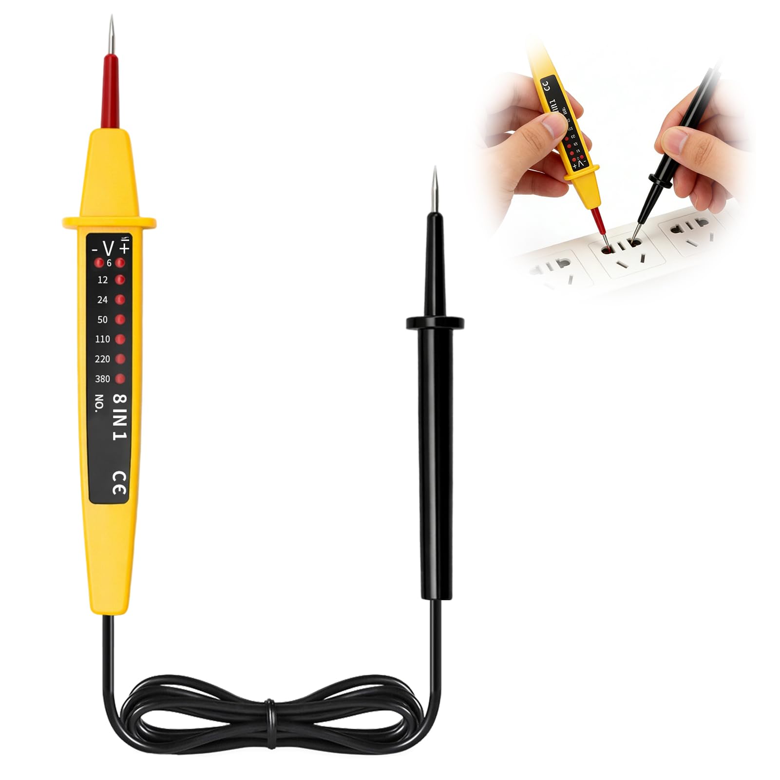 6V~380V Electrical Voltage Tester 8 in 1 AC/DC Voltage Circuit Tester with Two-Pole Continuity Detector Relay Testers for Automotive Fuse Relays Low Voltage Systems Electrical Wires Safety