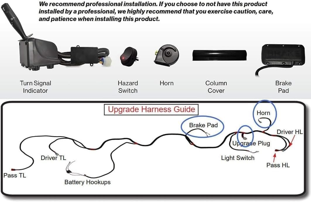 Golf Cart LED light Compatible EZGO RXV Deluxe Light Kit with Upgrade LED Headlight, Taillight with Turn Signals, Horn, Brake Pad for EZGO RXV Gas&Electric (Yearly 2008-2015) Golf cart Light