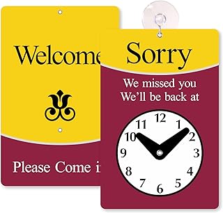 SmartSign "Sorry We Missed You Will Be Back/Welcome" 2-Sided Be Back Clock sign | 5.75" x 8.75", Made in USA