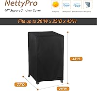 Vista 6 de NetttyPro - Funda para ahumador eléctrico para ahumador exterior Masterbuilt de 40 pulgadas, impermeable, resistente, cuadrada, vertical, para Negro