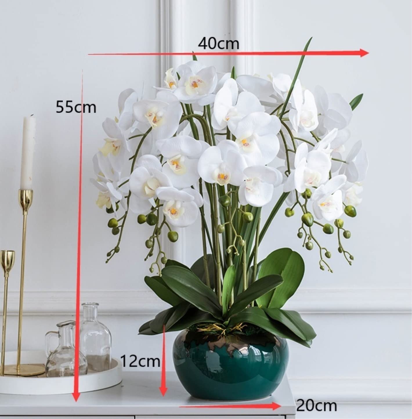 Element Wystroju Domu Pięknie Sztuczne Kwiaty Jedwabne Falenopsis Sztuczny Kwiat Dom Biuro Dekoracja Ogrodowa Ozdoby Salonu(White)