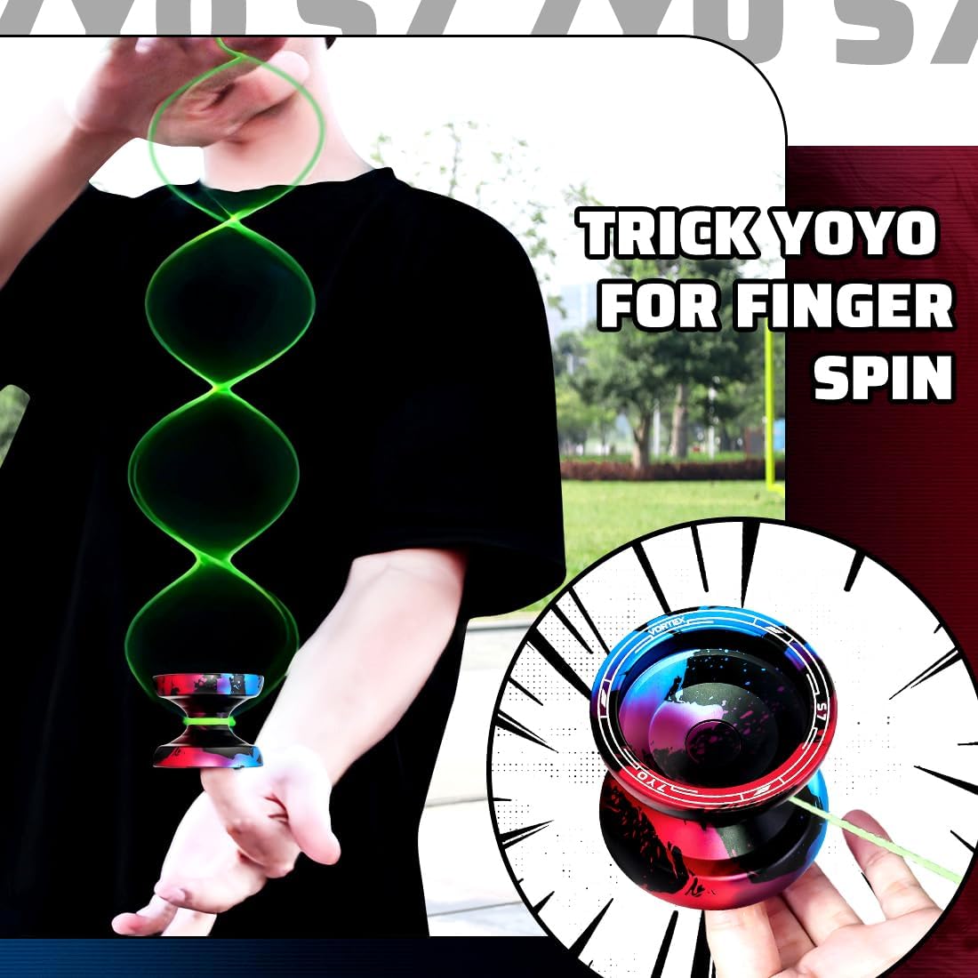 7YO S7 Responsive Yoyo for Kids 8-12, Dual Purpose Yo Yo Professional Yoyos with Case, Bearing Tools, 10 Strings - Black Blue Red