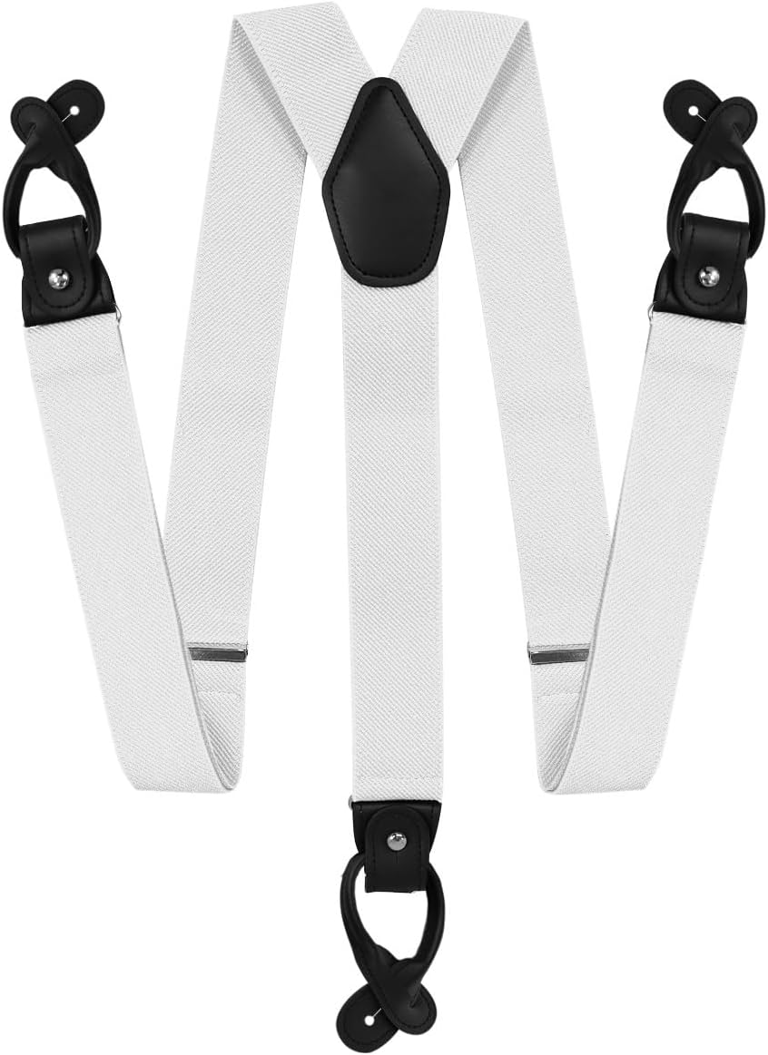 Adjustable Button End Suspenders - Vibrant Colorful Y-Back Elastic Tuxedo Suspenders