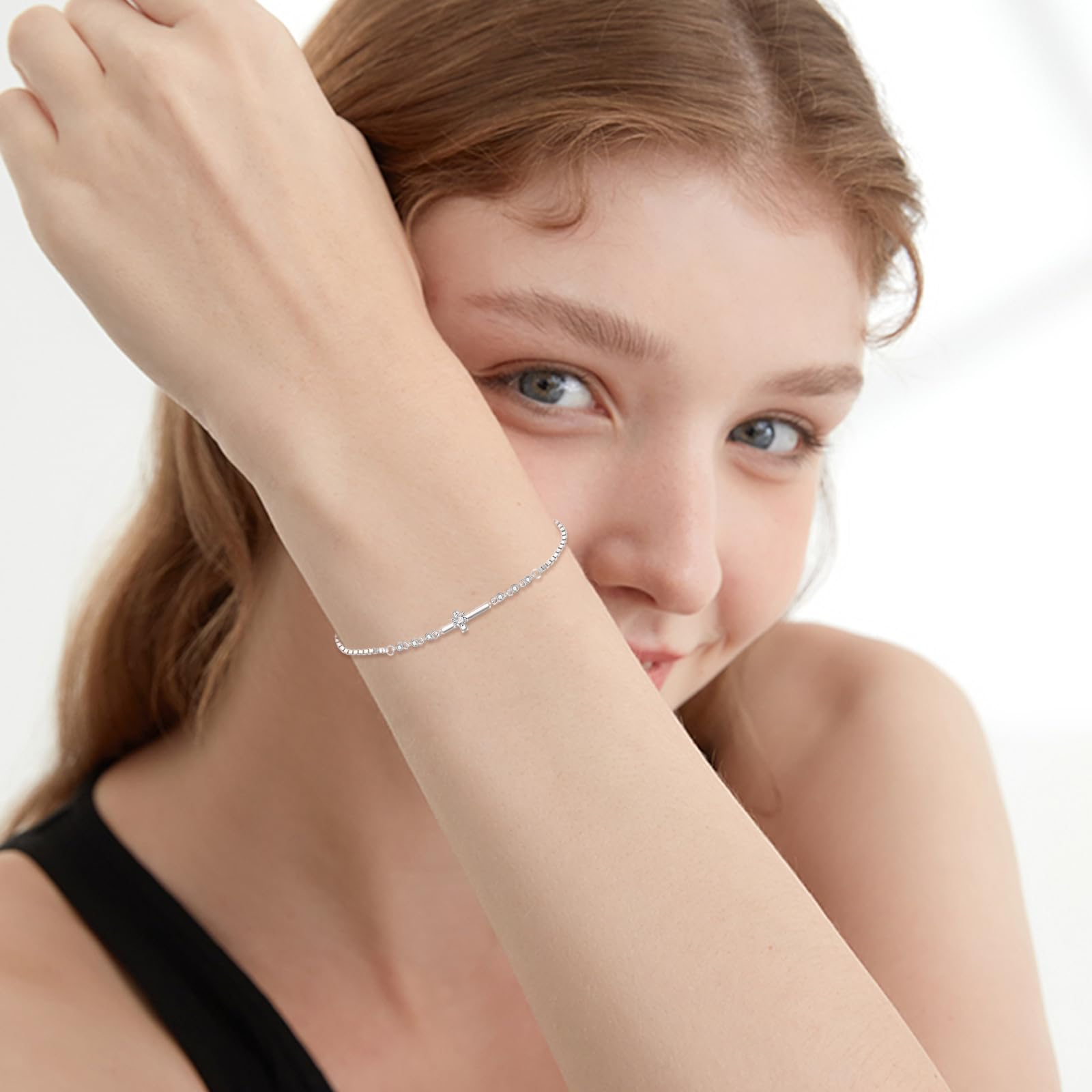 VONALA Bracciale da donna con croce in argento Sterling 925, in buona fede, regolabile, con croce per confermare l'anniversario di compleanno