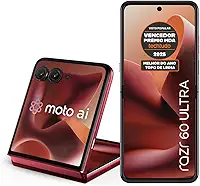 Smartphone Motorola Razr 60 Ultra - 1TB 32GB (16GB RAM+16GB Ram Boost) Snapdragon 8 Elite Tela dobrável 7" e externa 4” Moto AI 50MP camera - Vermelho