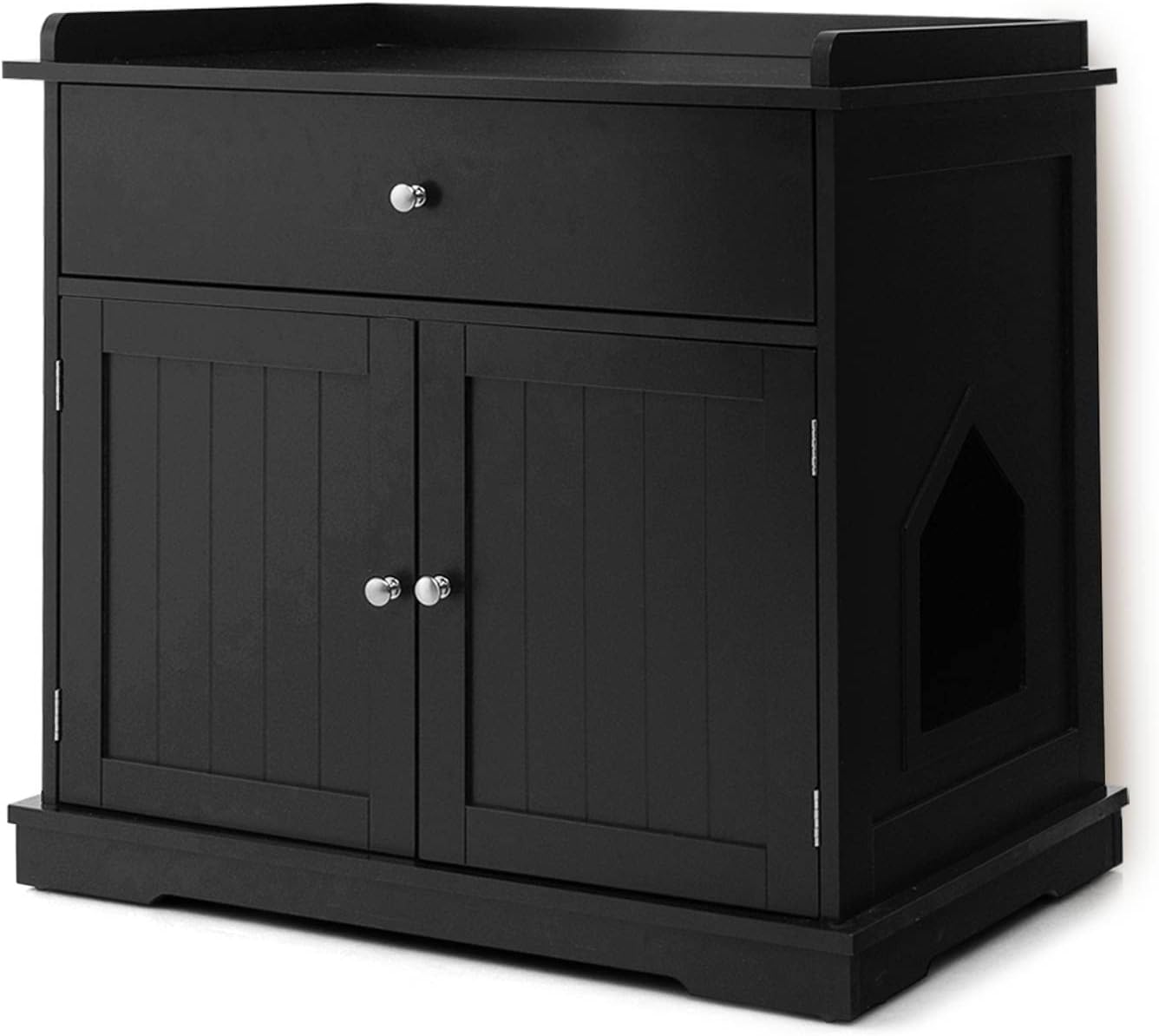 Maxmass Cat Litter Box Enclosure, Hidden Kitty Washroom Toilet with ...