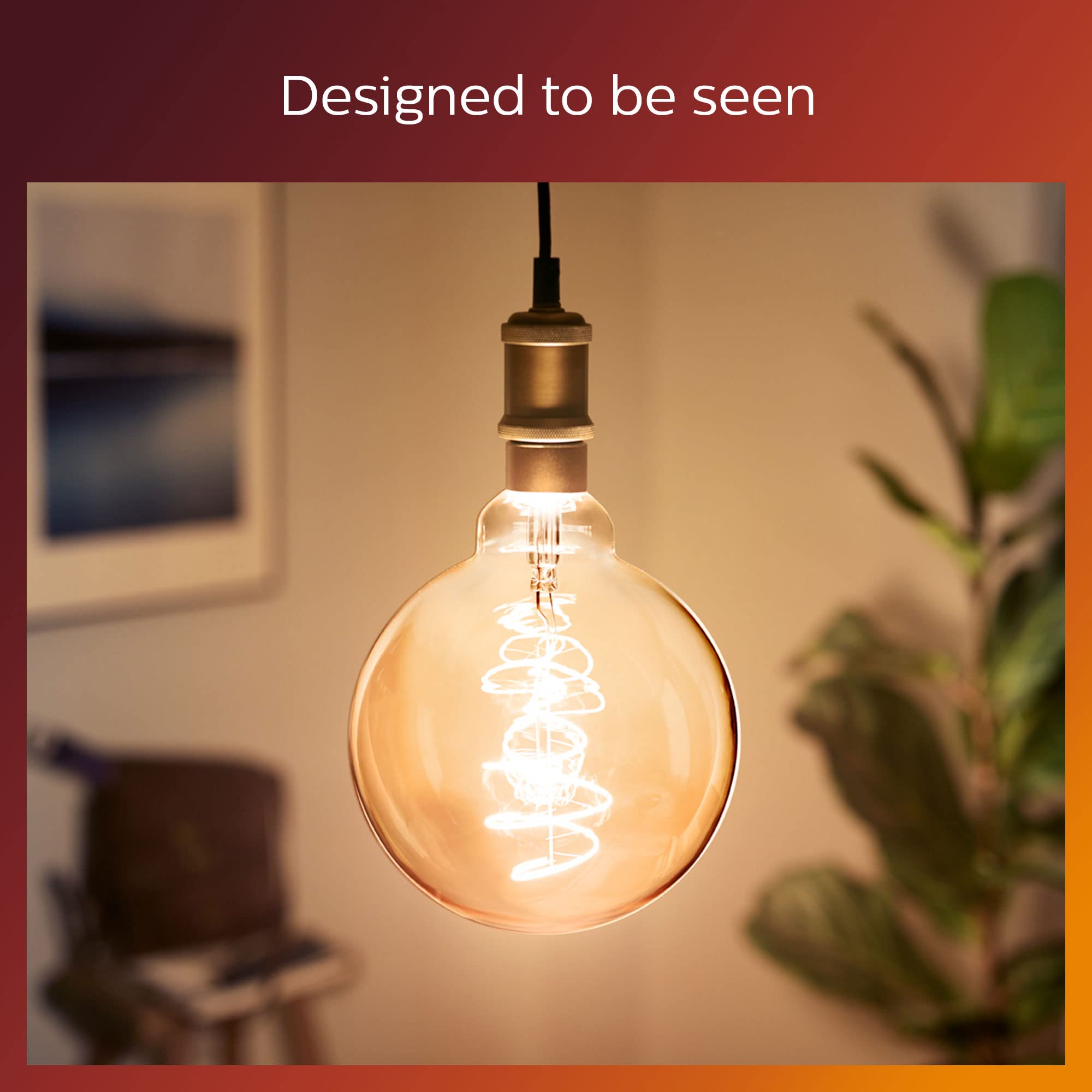 PHILIPS LED Classic E27 Vintage Lampe, 40 W, Vintage Dekolampe, XL-Globeform, dimmbar, gold, klar, flame