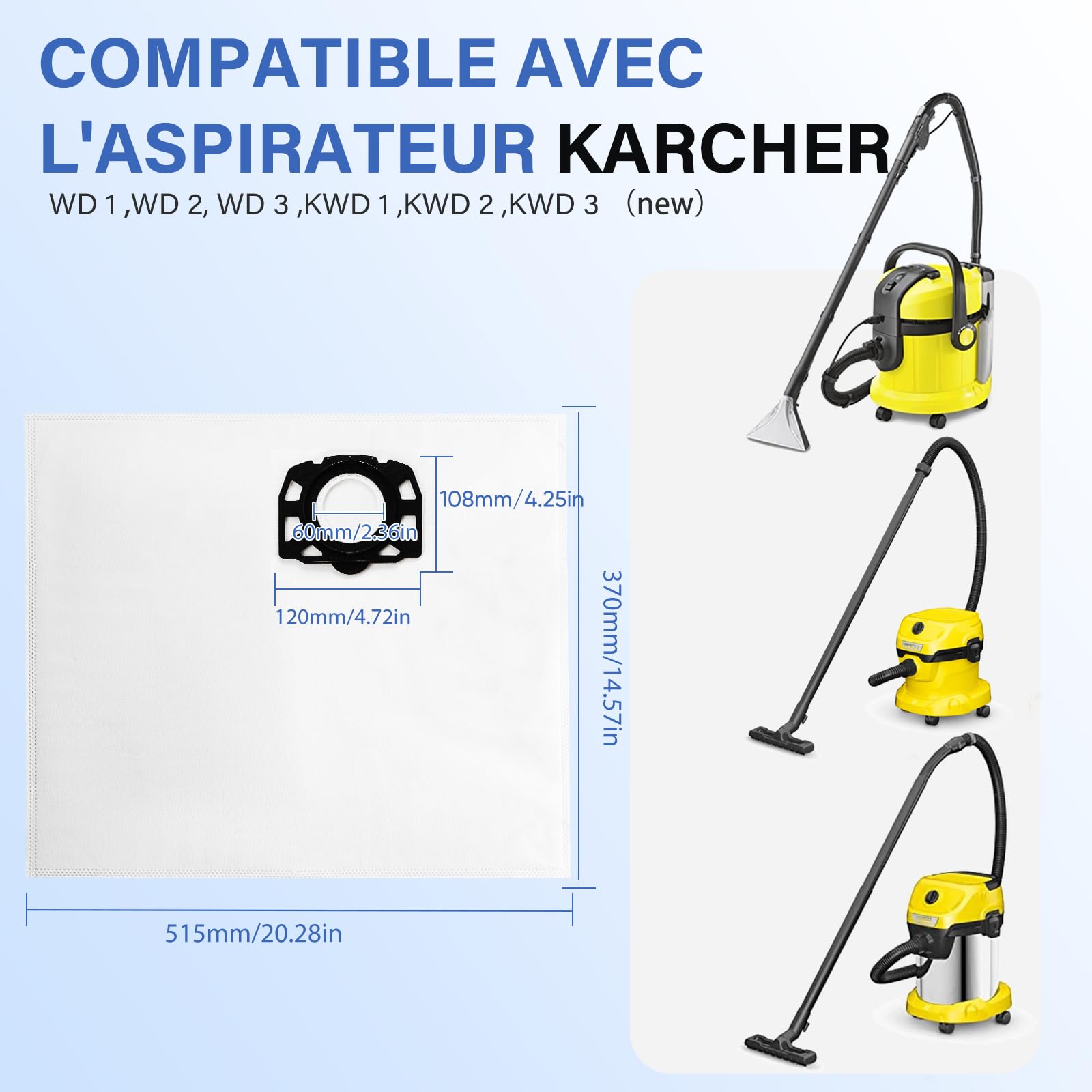 Karcher 2.863-314.0 Stofzuigerzakken WD2 WD3 (M