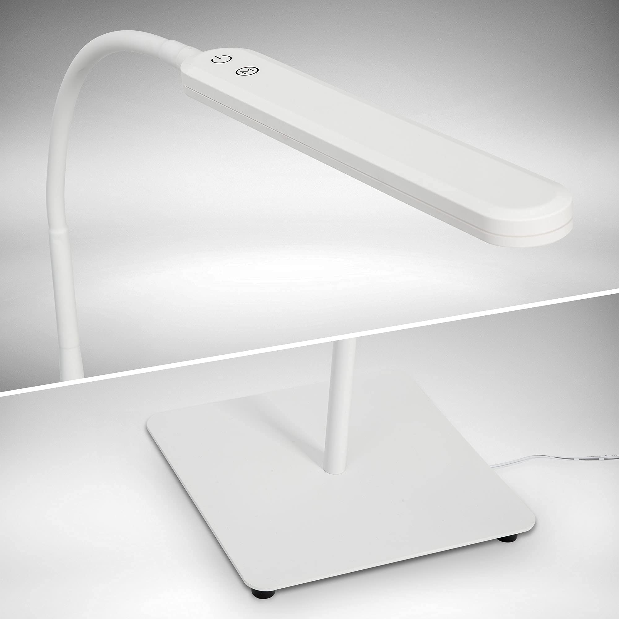 B.K.Licht Lampada da terra LED, piantana dimmerabile su 4 livelli, luce calda neutra o fredda, altezza d'uso 1,35m, 6,5W, 600Lm, orientabile, lampada a stelo touch moderna, bianca IP20