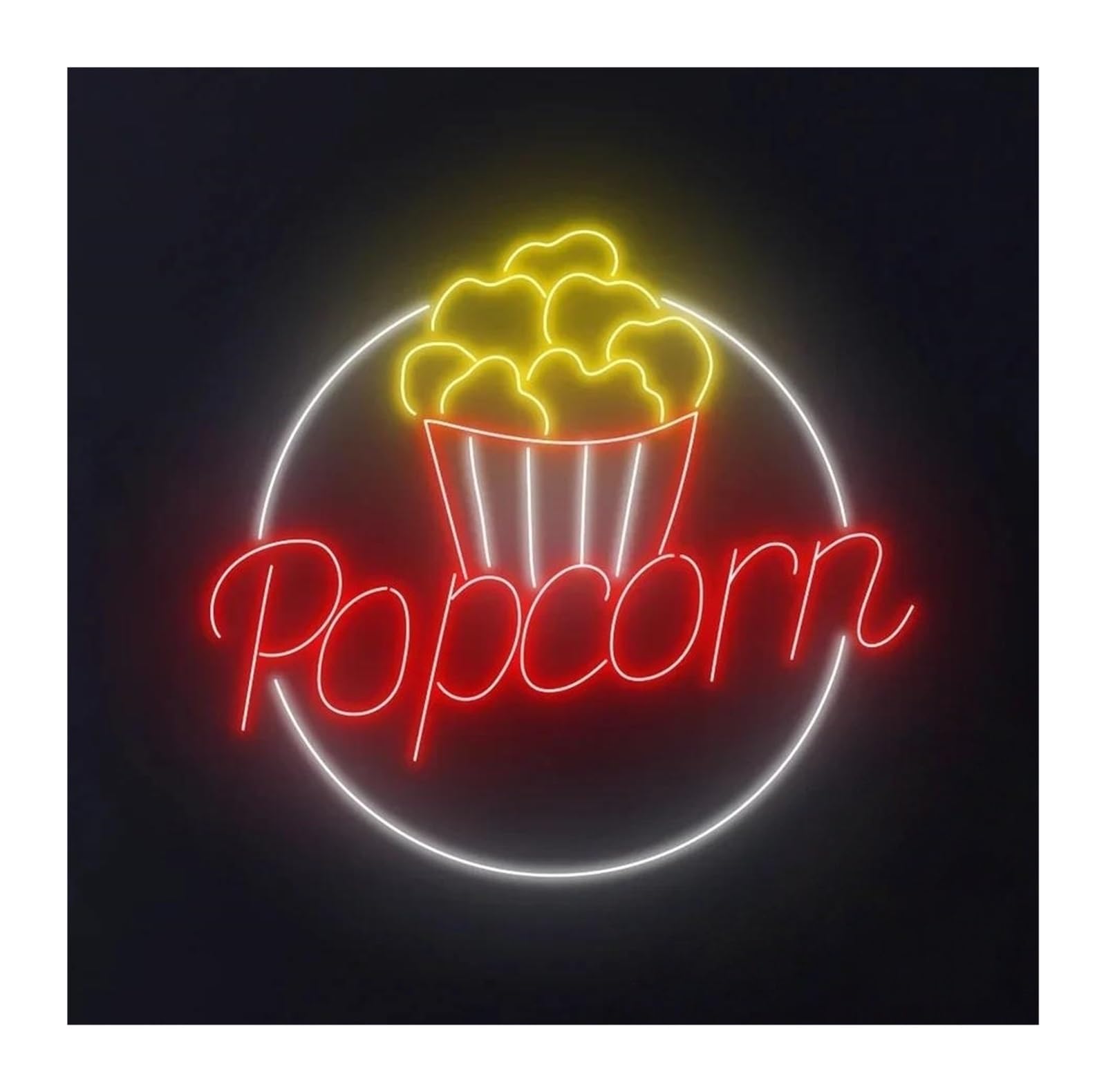 RONGCH Hanging Art Signs Popcorn Neon Sign for Movie Theater Room Wall Decor Adjustable Cinema Film Party Business Decorative Lamps 38cm