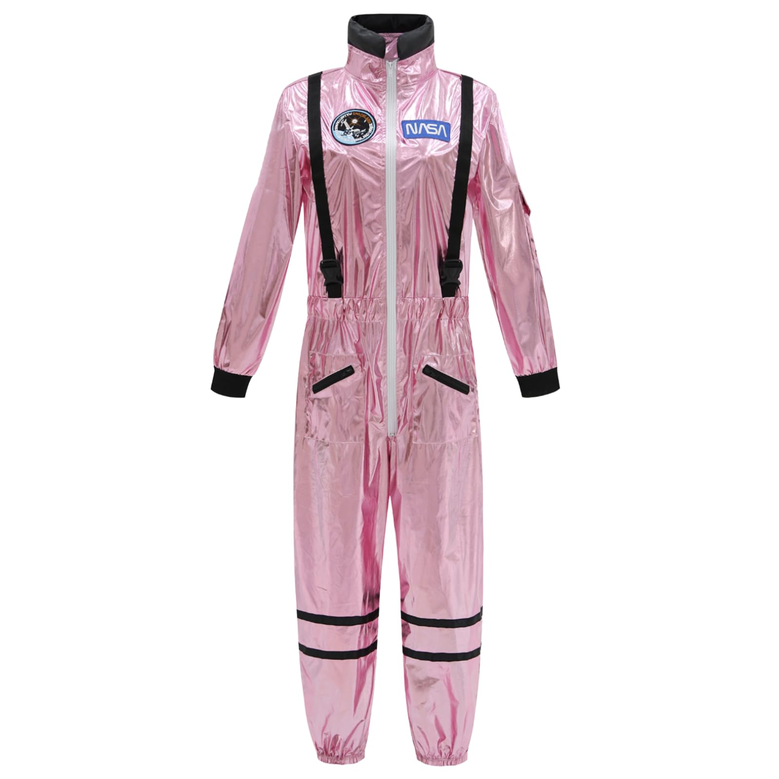 RRCBMD Women's Astronaut Costume Adult Pink Spaceman Coverall Flight Jumpsuit Halloween Cosplay Dress Up Party XL