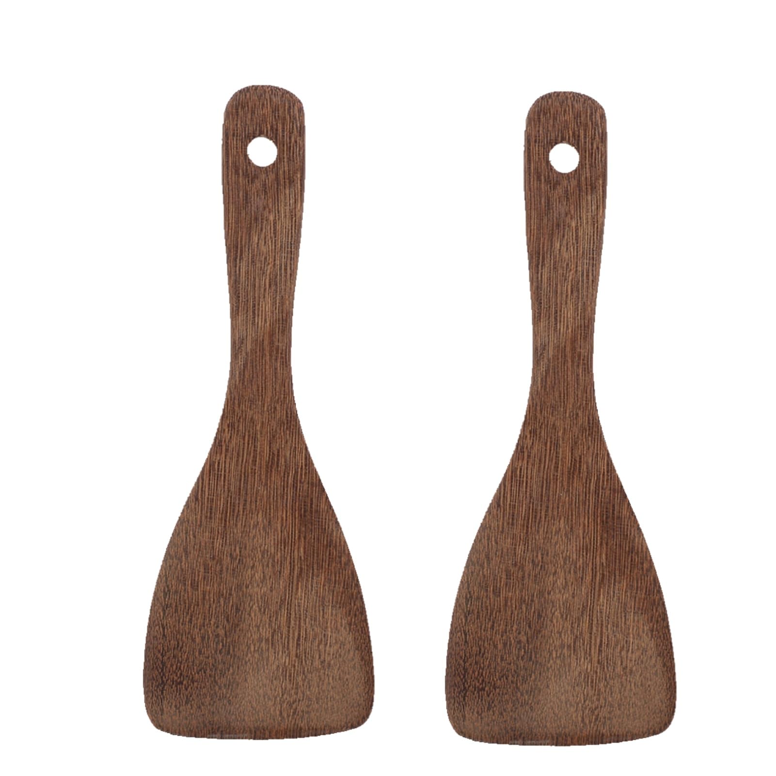 2 espátulas de madeira, pá de madeira, espátula de madeira para cozinhar, espátula plana