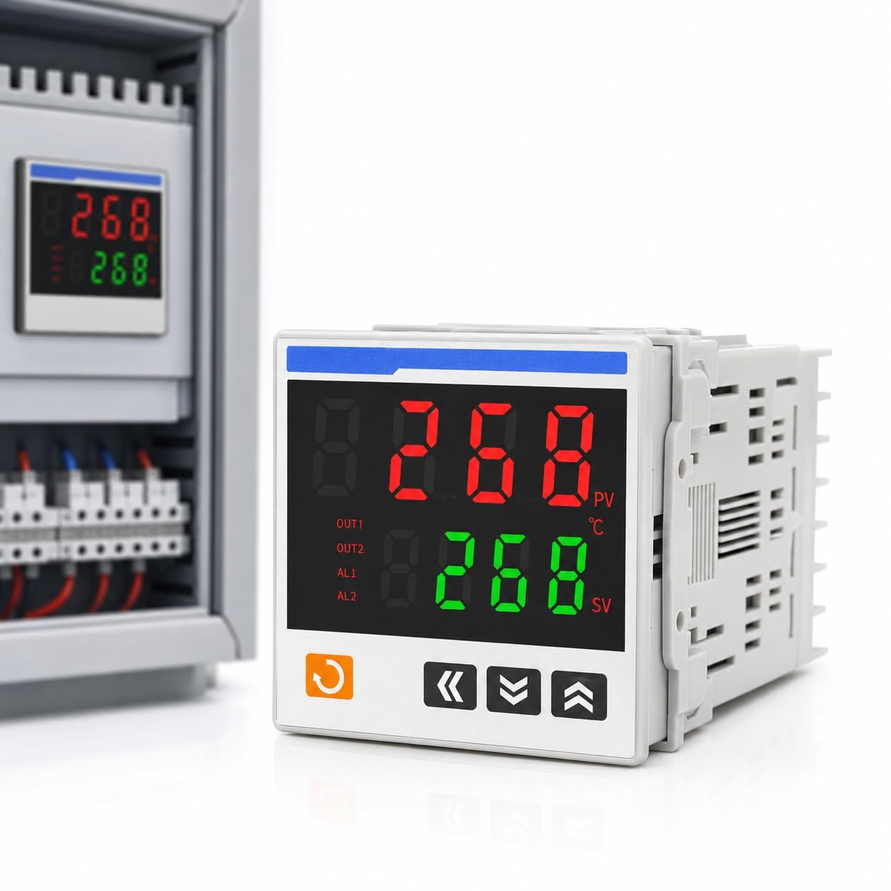 CTN4S-461 Digital PID Temperature Controller 48x48mm Dual Output Relay and SSR Intelligent Thermostat 100-240VAC Supports K J PT100 Sensor for Industrial Ovens(PT100 type CTN4S-461)