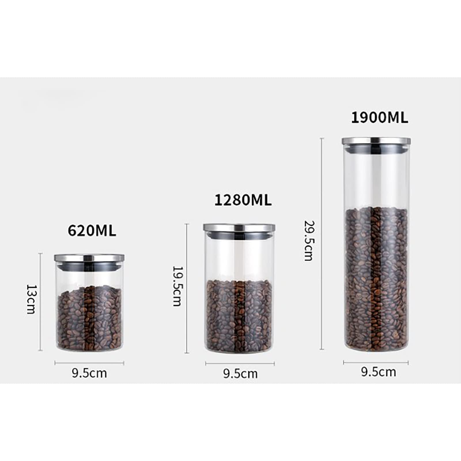Luftdichte Glasaufbewahrung for Lebensmittel, Vorratsdose, Kaffeebehälter, luftdichte Dosen, Kaffeedosen, Kaffeepulver, Kaffeebohnen-Aufbewahrungsdosen, Snacks, Trockenfrüchte, luftdichte Glasaufbewah