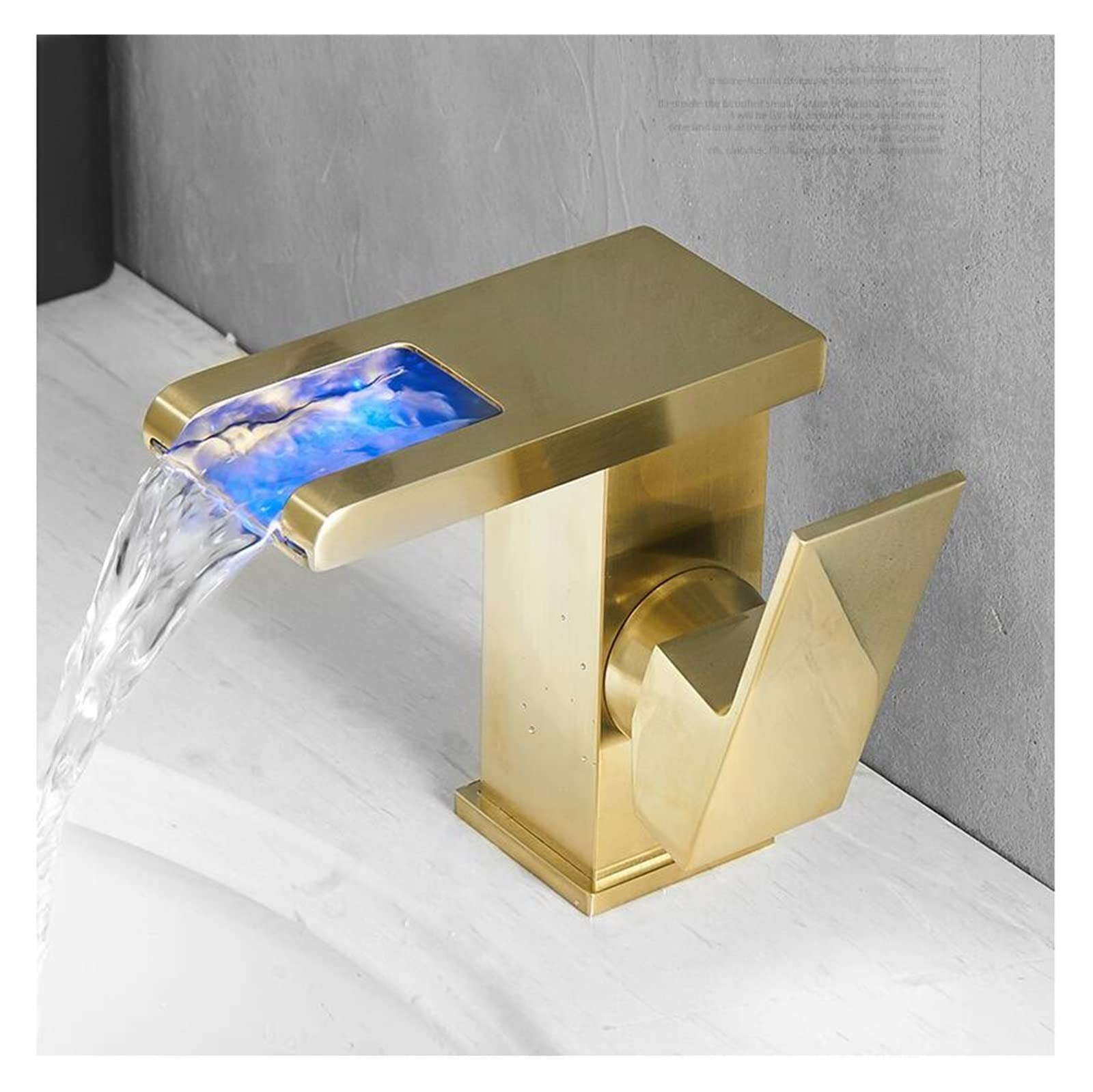 Robinet de salle de bain LED en laiton brossé or un mitigeur de vasque JCAKES haut de gamme