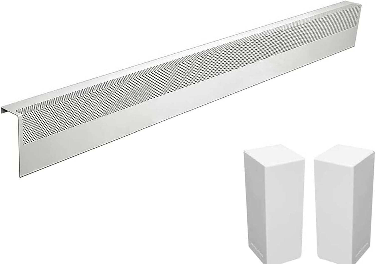 Baseboarders Basic Series 6 ft (72in) Galvanized Steel Slip-On Baseboard Heater Cover + Left & Right Endcaps, Rust Resistant, White, for Hydronic Hot-Water Systems 6 Feet PANEL+ENDCAPS