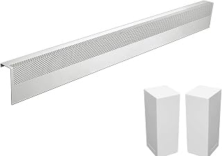 Baseboarders Basic Series 5 ft Galvanized Steel Easy Slip-On Baseboard Heater Cover + Left & Right Endcaps for Hydronic [Hot Water] Systems - White